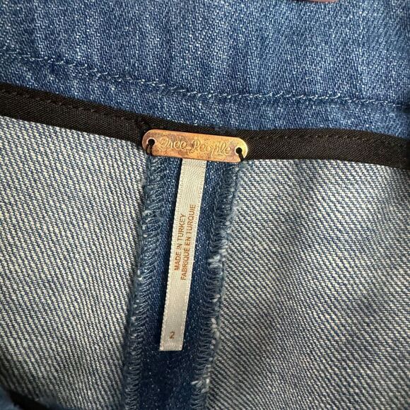 Free People Crop Jeans Womens 2 XS Mid Indigo High Rise Wide Leg Denim Pants - Picture 10 of 13